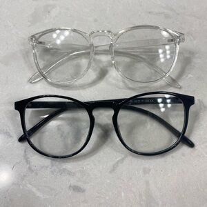 Set of TWO Blue Light Glasses, Black & White Women Tween Teen
